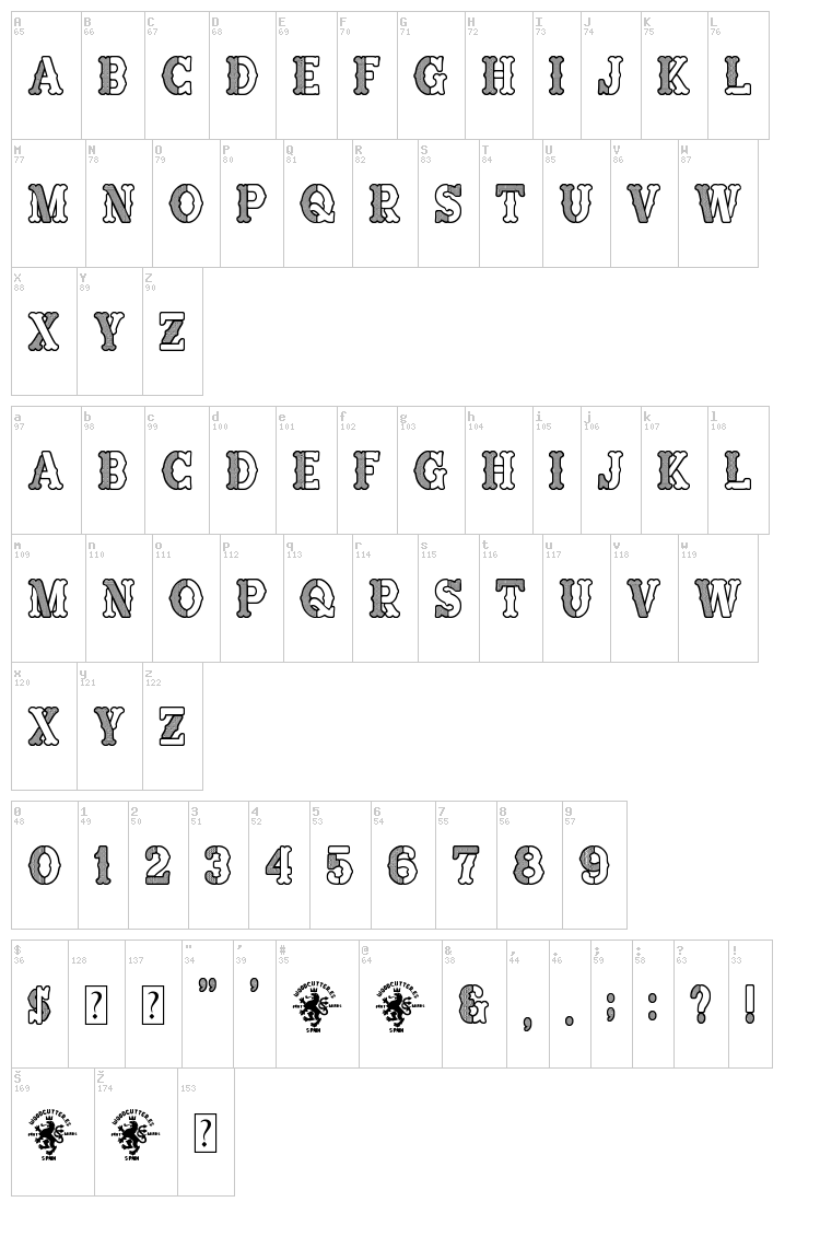Fine Sheriff font map